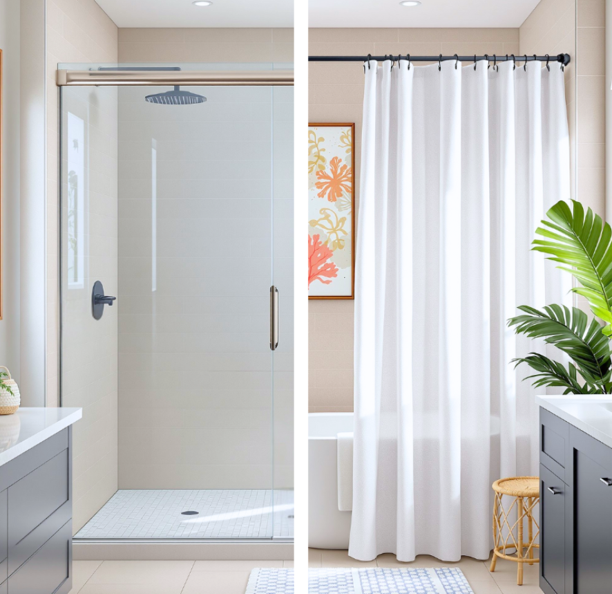 Shower Curtain vs Door | Florida Bathroom Remodel Tips